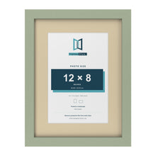Green 16 x 12 inch picture frame with an ivory mount for a 12 x 8 inch photo