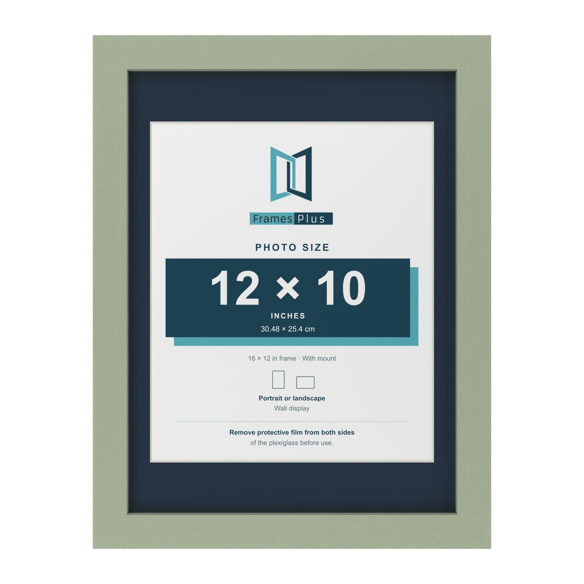 Green 16 x 12 inch picture frame with a Pacific Blue mount for a 12 x 10 inch photo