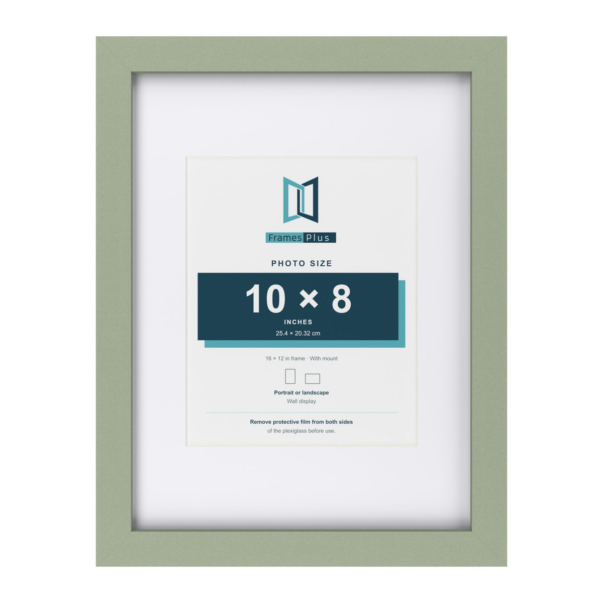 Green 16 x 12 inch picture frame with a white mount for a 10 x 8 inch photo