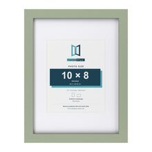 Green 16 x 12 inch picture frame with a white mount for a 10 x 8 inch photo