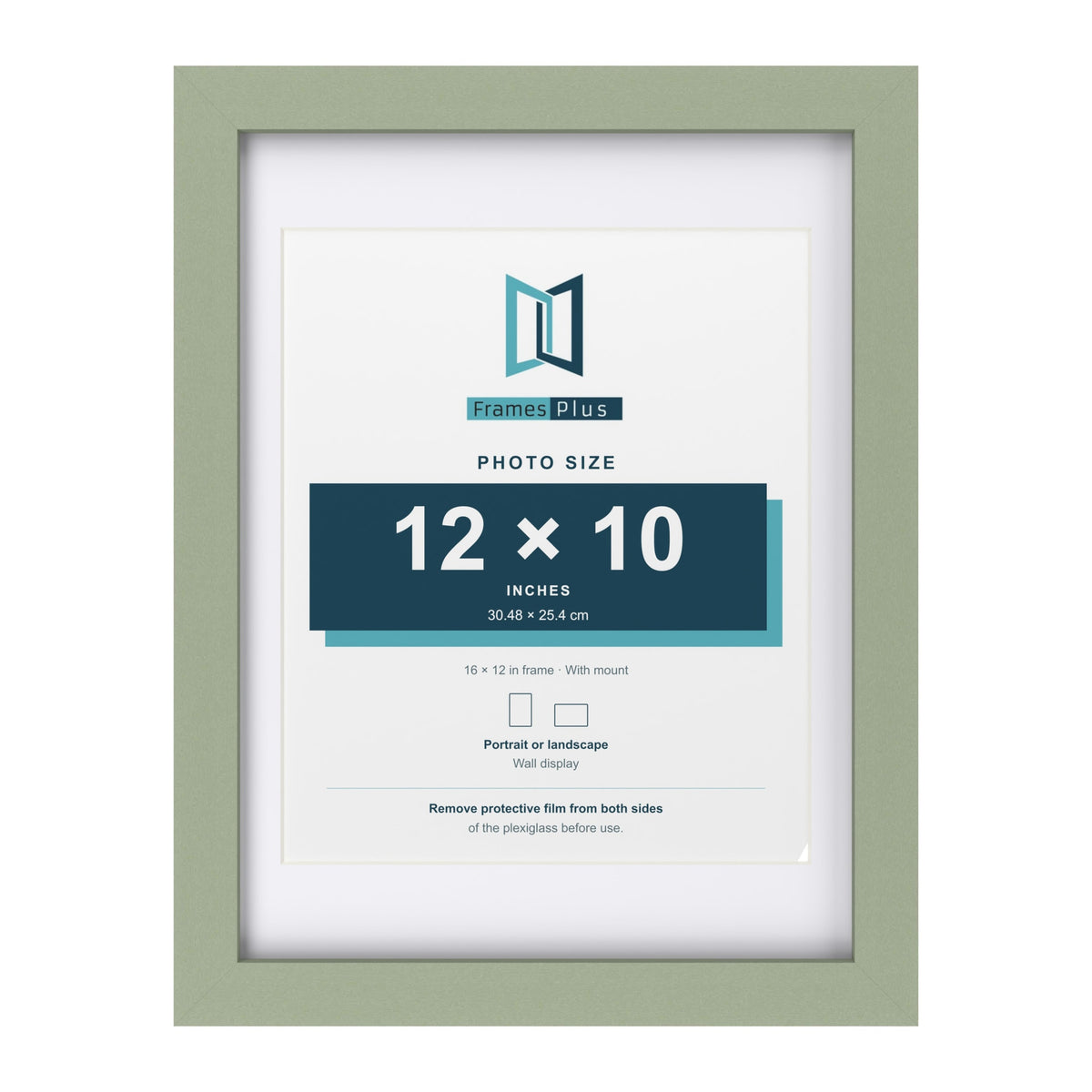 Green 16 x 12 inch picture frame with a white mount for a 12 x 10 inch photo