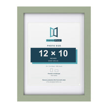 Green 16 x 12 inch picture frame with a white mount for a 12 x 10 inch photo