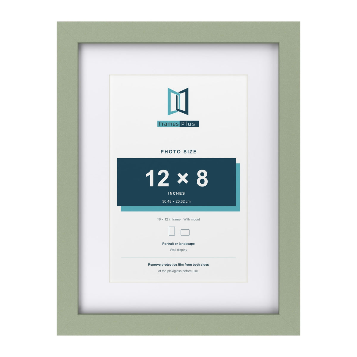 Green 16 x 12 inch picture frame with a white mount for a 12 x 8 inch photo