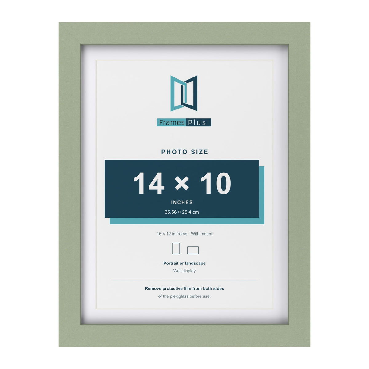 Green 16 x 12 inch picture frame with a white mount for a 14 x 10 inch photo