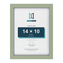 Green 16 x 12 inch picture frame with a white mount for a 14 x 10 inch photo
