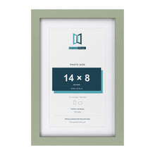Green 17 x 11 inch picture frame with a white mount for a 14 x 8 inch photo
