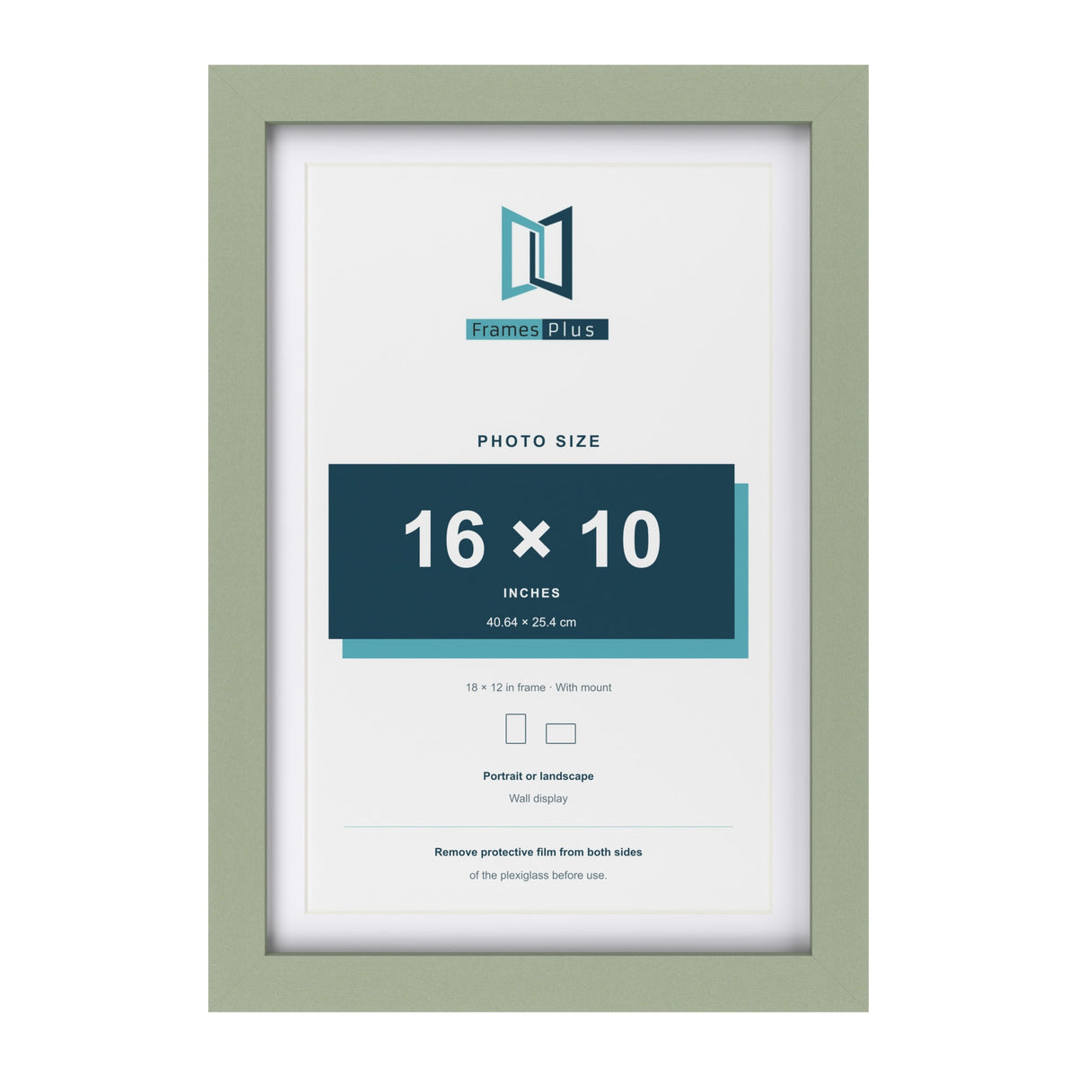 Green 18 x 12 inch picture frame with a white mount for a 16 x 10 inch photo