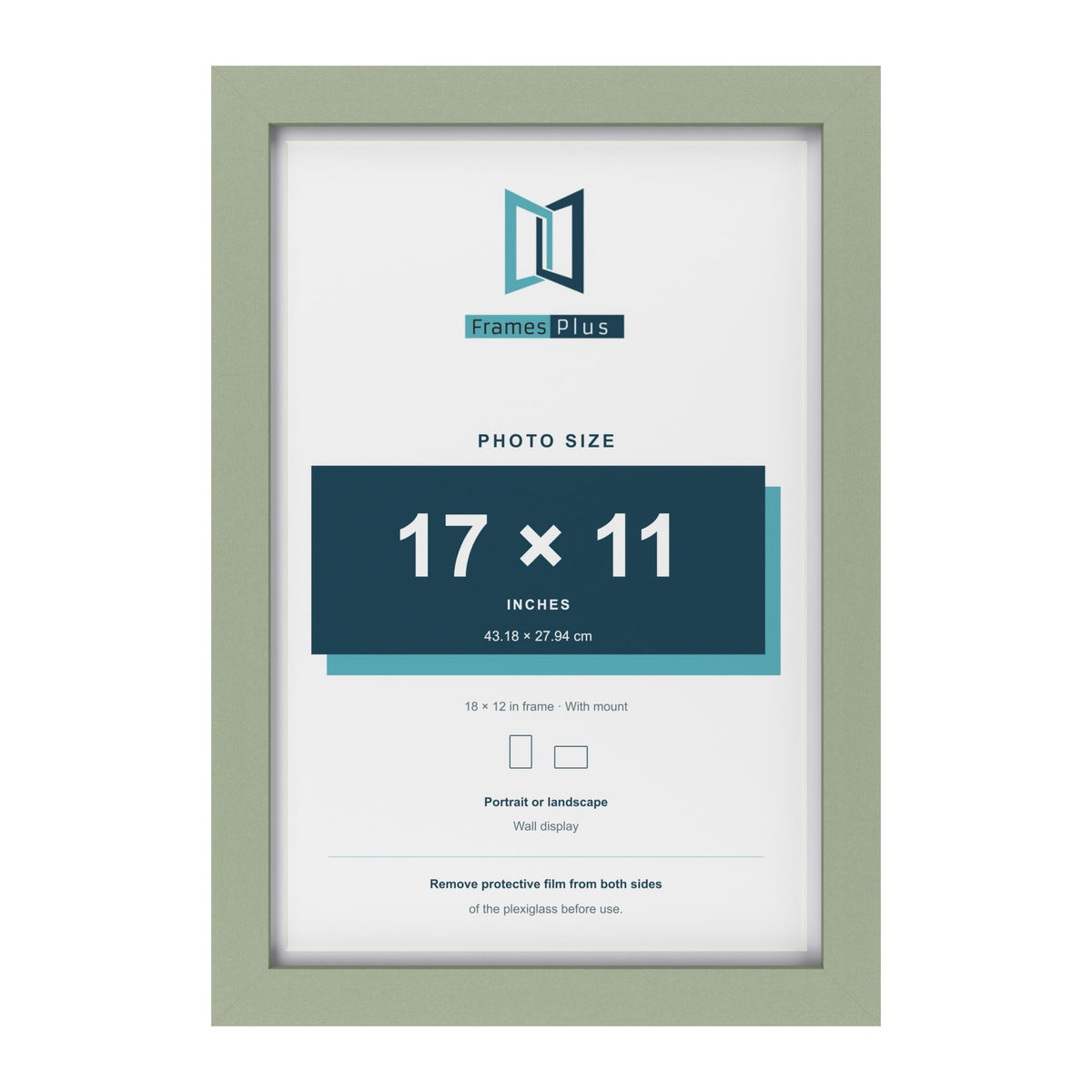 Green 18 x 12 inch picture frame with a white mount for a 17 x 11 inch photo