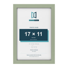 Green 18 x 12 inch picture frame with a white mount for a 17 x 11 inch photo