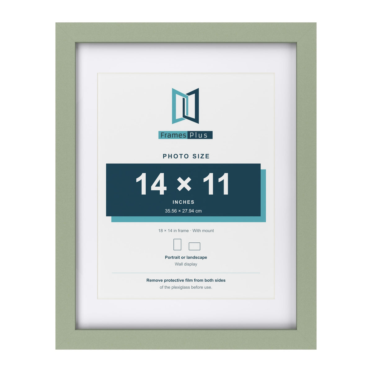 Green 18 x 14 inch picture frame with a white mount for a 14 x 11 inch photo