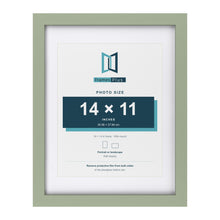 Green 18 x 14 inch picture frame with a white mount for a 14 x 11 inch photo