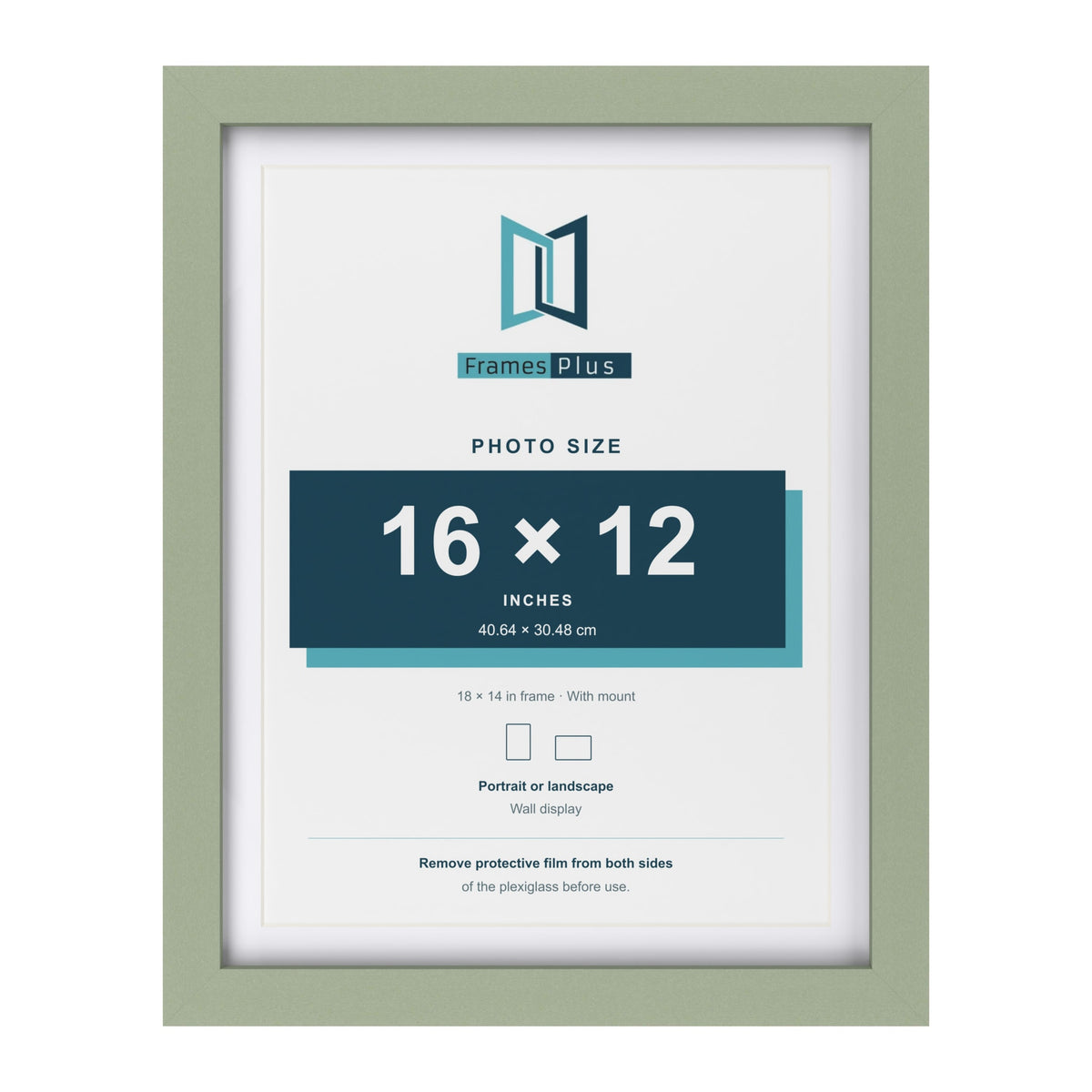 Green 18 x 14 inch picture frame with a white mount for a 16 x 12 inch photo