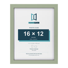 Green 18 x 14 inch picture frame with a white mount for a 16 x 12 inch photo