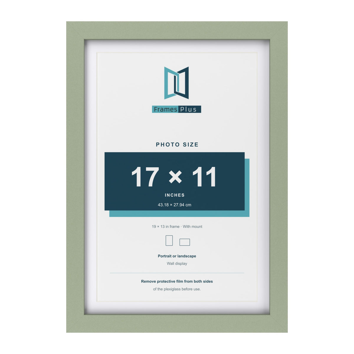 Green 19 x 13 inch picture frame with a white mount for a 17 x 11 inch photo