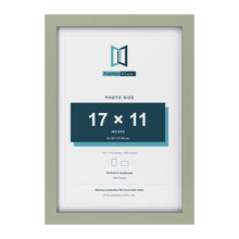 Green 19 x 13 inch picture frame with a white mount for a 17 x 11 inch photo