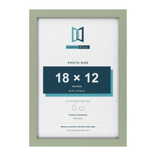 Green 19 x 13 inch picture frame with a white mount for an 18 x 12 inch photo