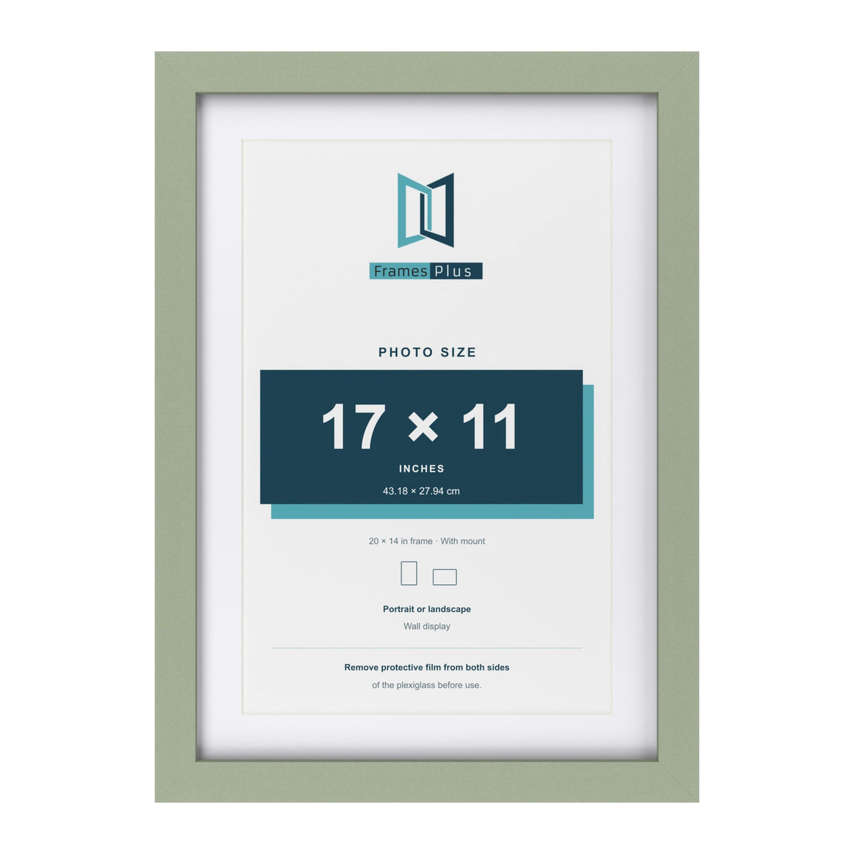 Green 20 x 14 inch picture frame with a white mount for a 17 x 11 inch photo