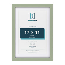 Green 20 x 14 inch picture frame with a white mount for a 17 x 11 inch photo