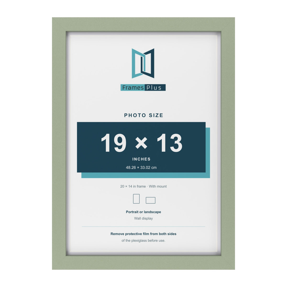 Green 20 x 14 inch picture frame with a white mount for a 19 x 13 inch photo