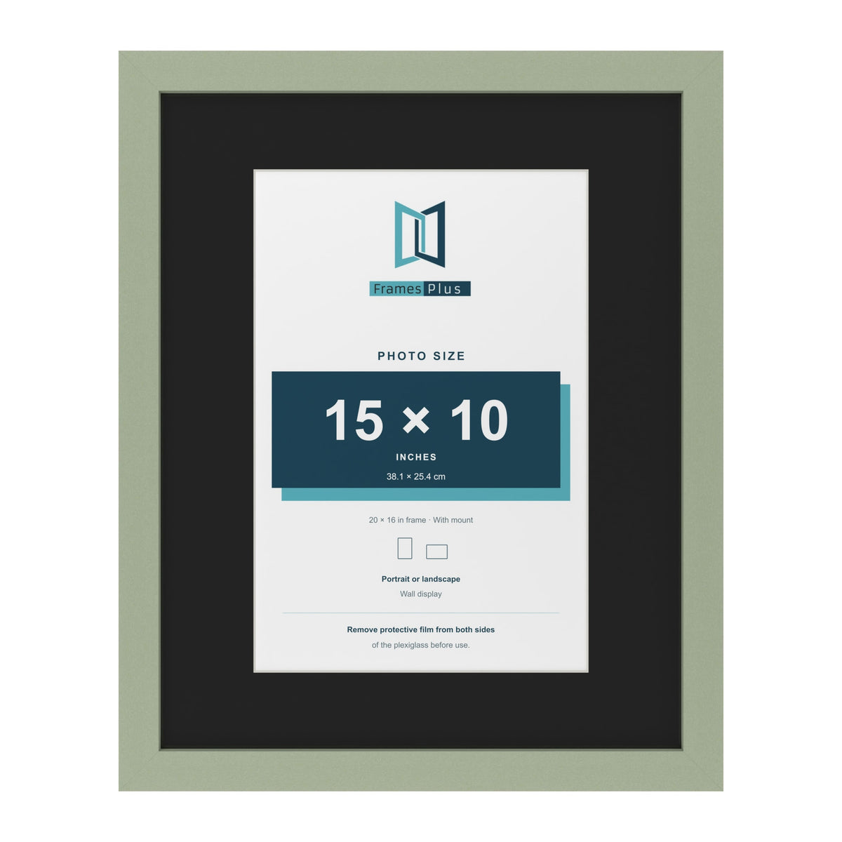 Green 20 x 16 inch picture frame with a black mount for a 15 x 10 inch photo
