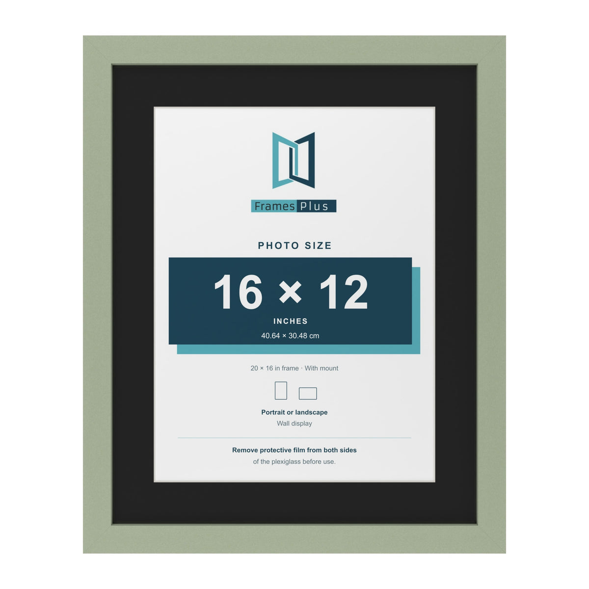 Green 20 x 16 inch picture frame with a black mount for a 16 x 12 inch photo