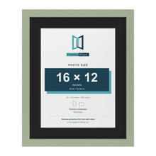Green 20 x 16 inch picture frame with a black mount for a 16 x 12 inch photo