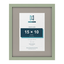Green 20 x 16 inch picture frame with a Dawn Grey mount for a 15 x 10 inch photo