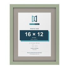 Green 20 x 16 inch picture frame with a Dawn Grey mount for a 16 x 12 inch photo