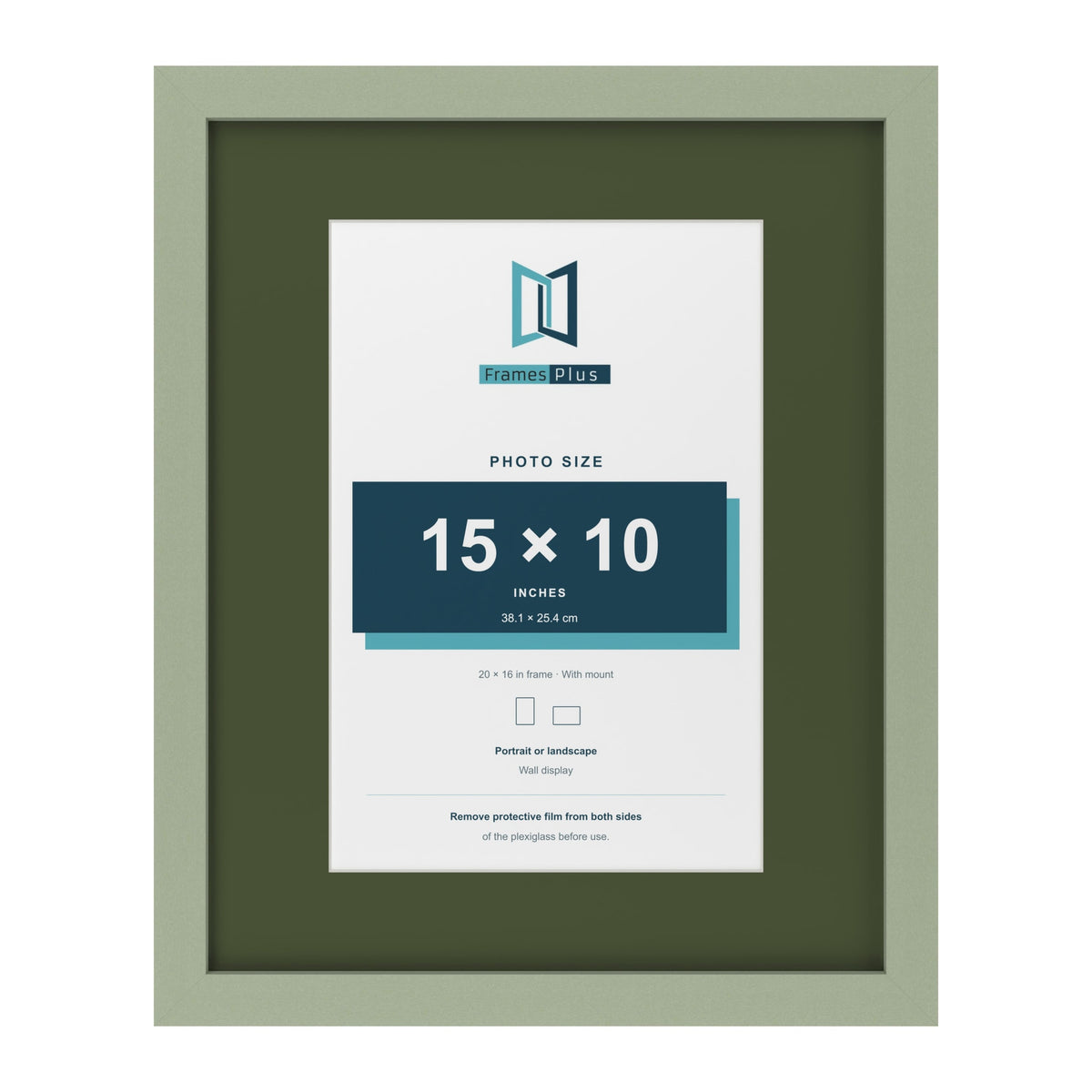Green 20 x 16 inch picture frame with a green mount for a 15 x 10 inch photo