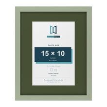 Green 20 x 16 inch picture frame with a green mount for a 15 x 10 inch photo