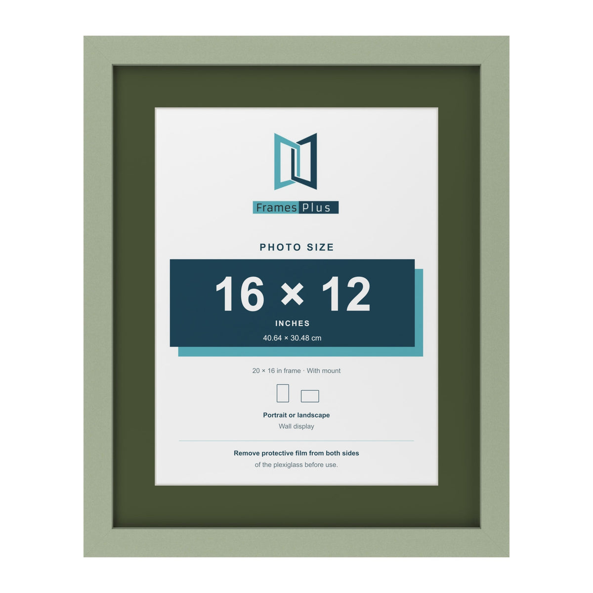 Green 20 x 16 inch picture frame with a green mount for a 16 x 12 inch photo
