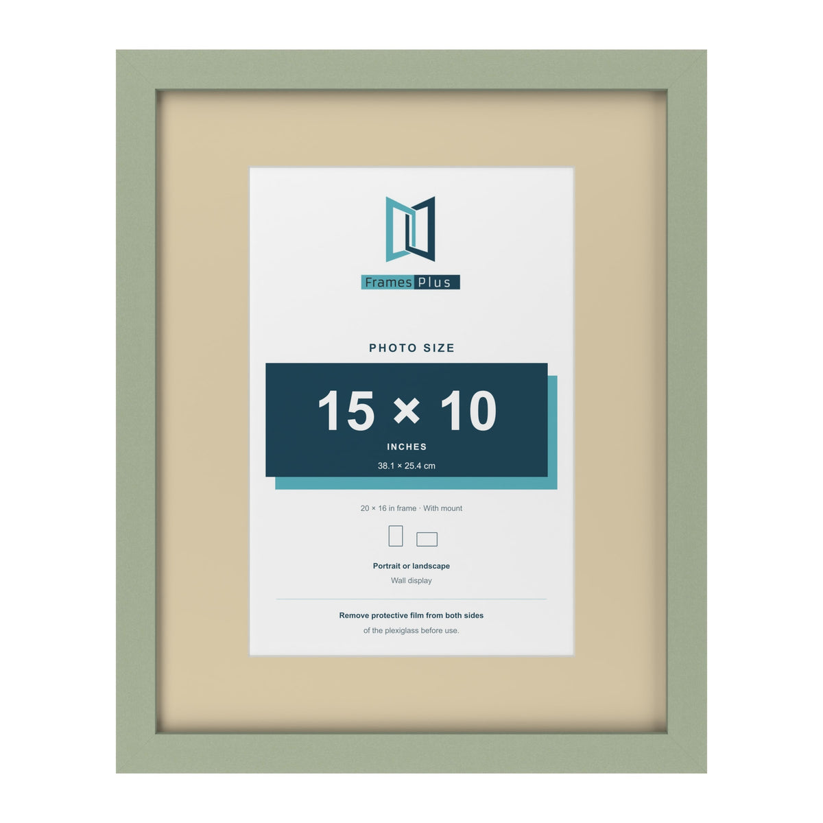 Green 20 x 16 inch picture frame with an ivory mount for a 15 x 10 inch photo