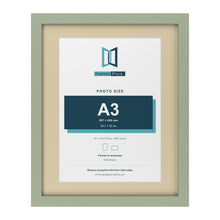 Green 20 x 16 inch picture frame with an ivory mount for an A3 photo