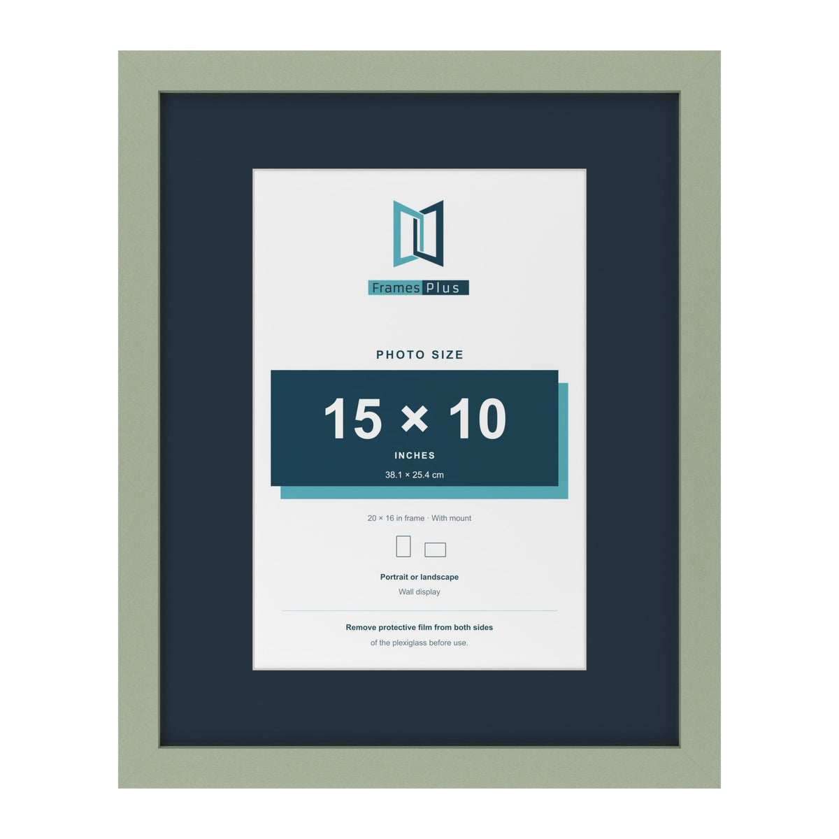 Green 20 x 16 inch picture frame with a Pacific Blue mount for a 15 x 10 inch photo