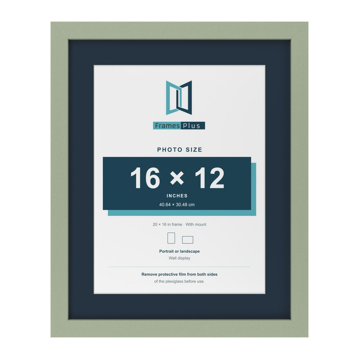 Green 20 x 16 inch picture frame with a Pacific Blue mount for a 16 x 12 inch photo