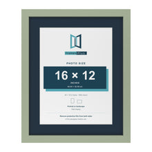 Green 20 x 16 inch picture frame with a Pacific Blue mount for a 16 x 12 inch photo