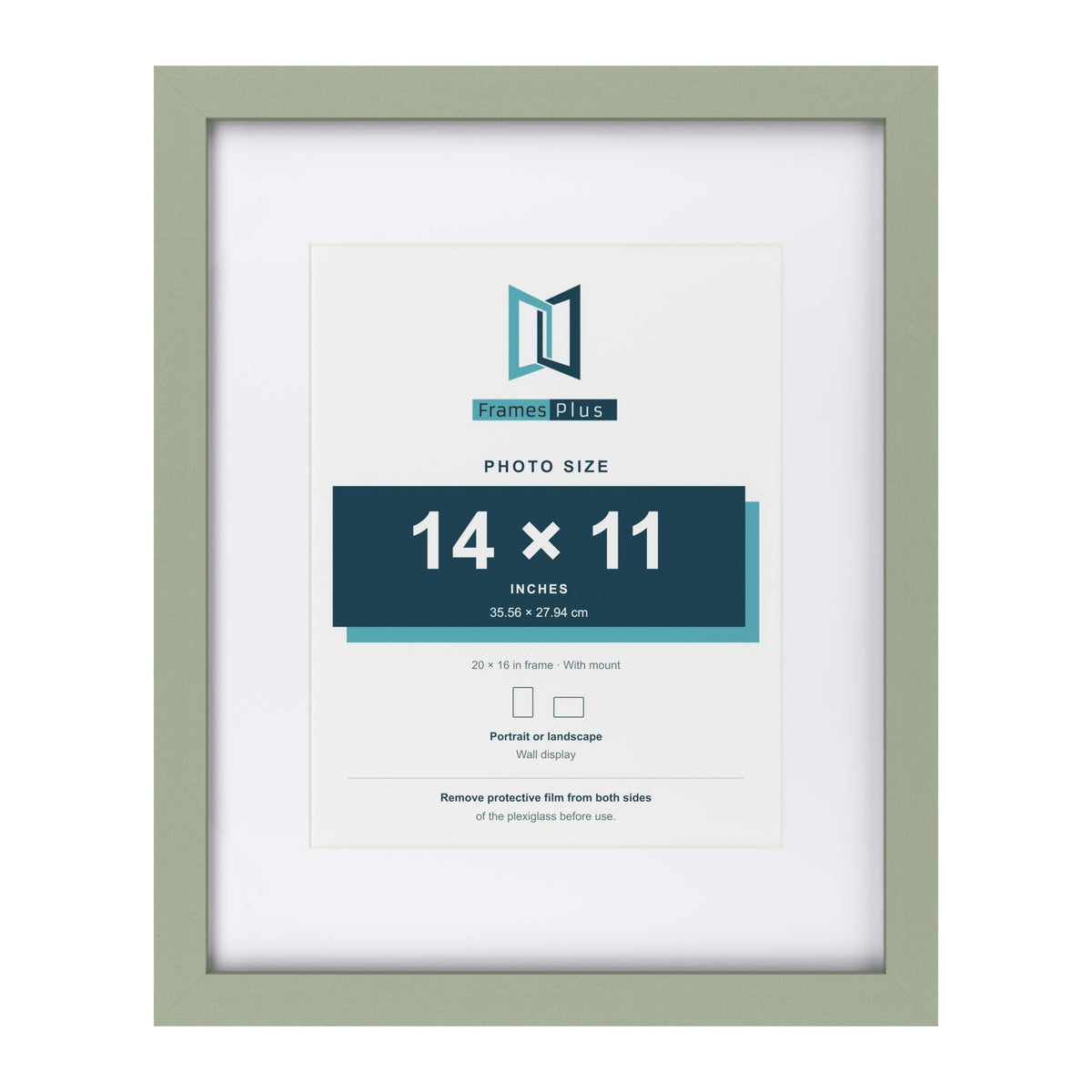 Green 20 x 16 inch picture frame with a white mount for a 14 x 11 inch photo