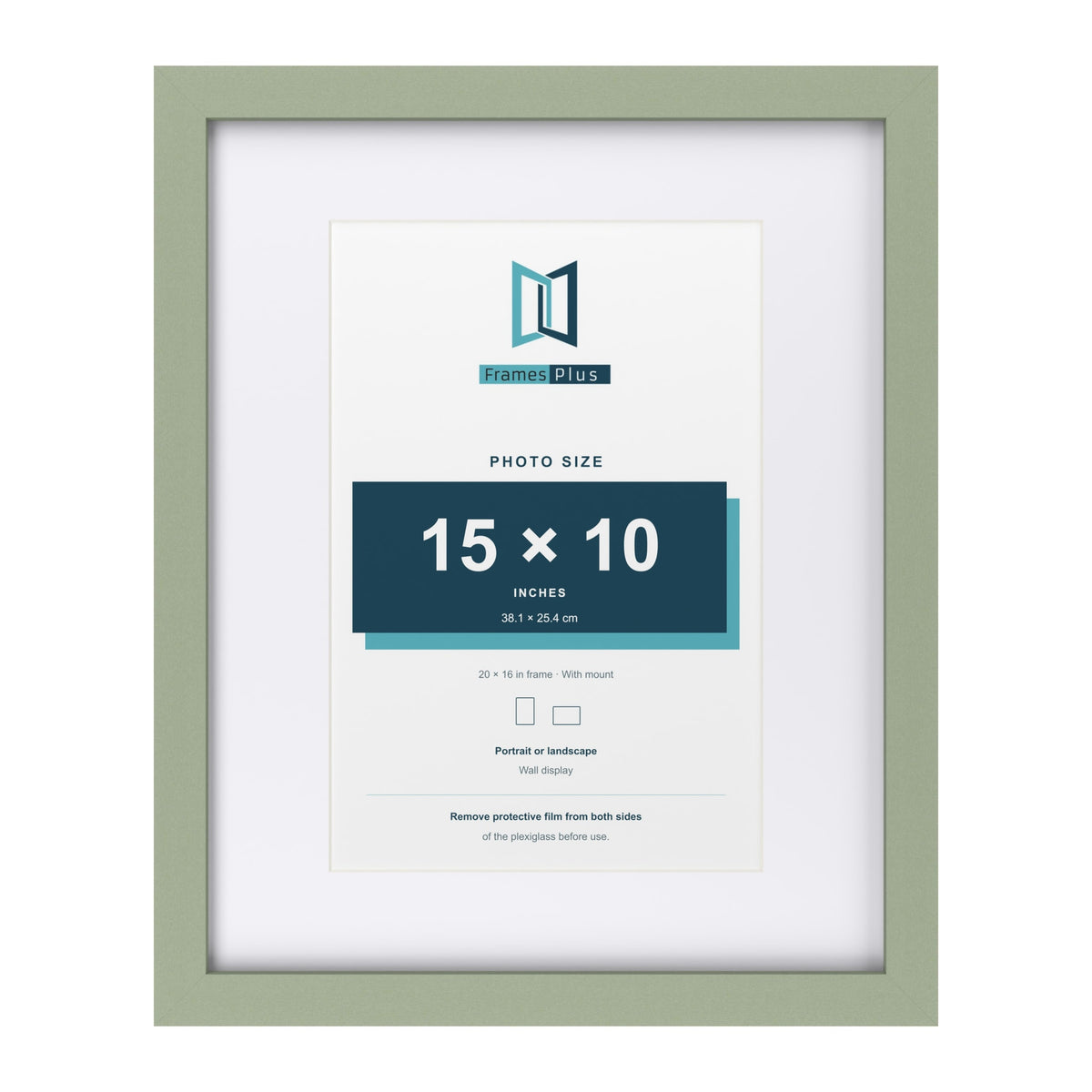 Green 20 x 16 inch picture frame with a white mount for a 15 x 10 inch photo