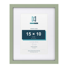 Green 20 x 16 inch picture frame with a white mount for a 15 x 10 inch photo
