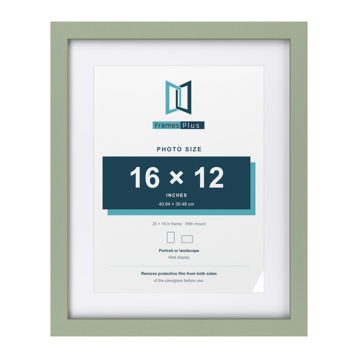 Green 20 x 16 inch picture frame with a white mount for a 16 x 12 inch photo