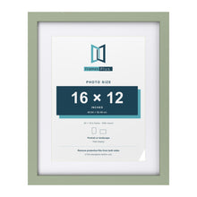 Green 20 x 16 inch picture frame with a white mount for a 16 x 12 inch photo