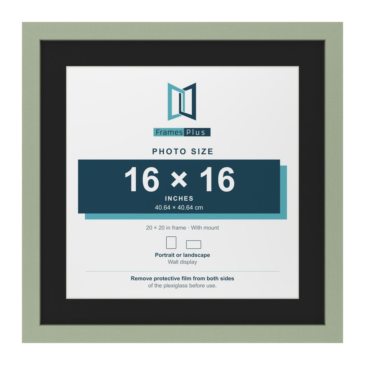 Green 20 x 20 inch picture frame with a black mount for a 16 x 16 inch photo