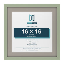 Green 20 x 20 inch picture frame with a Dawn Grey mount for a 16 x 16 inch photo