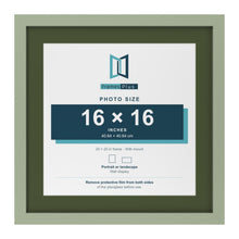 Green 20 x 20 inch picture frame with a green mount for a 16 x 16 inch photo