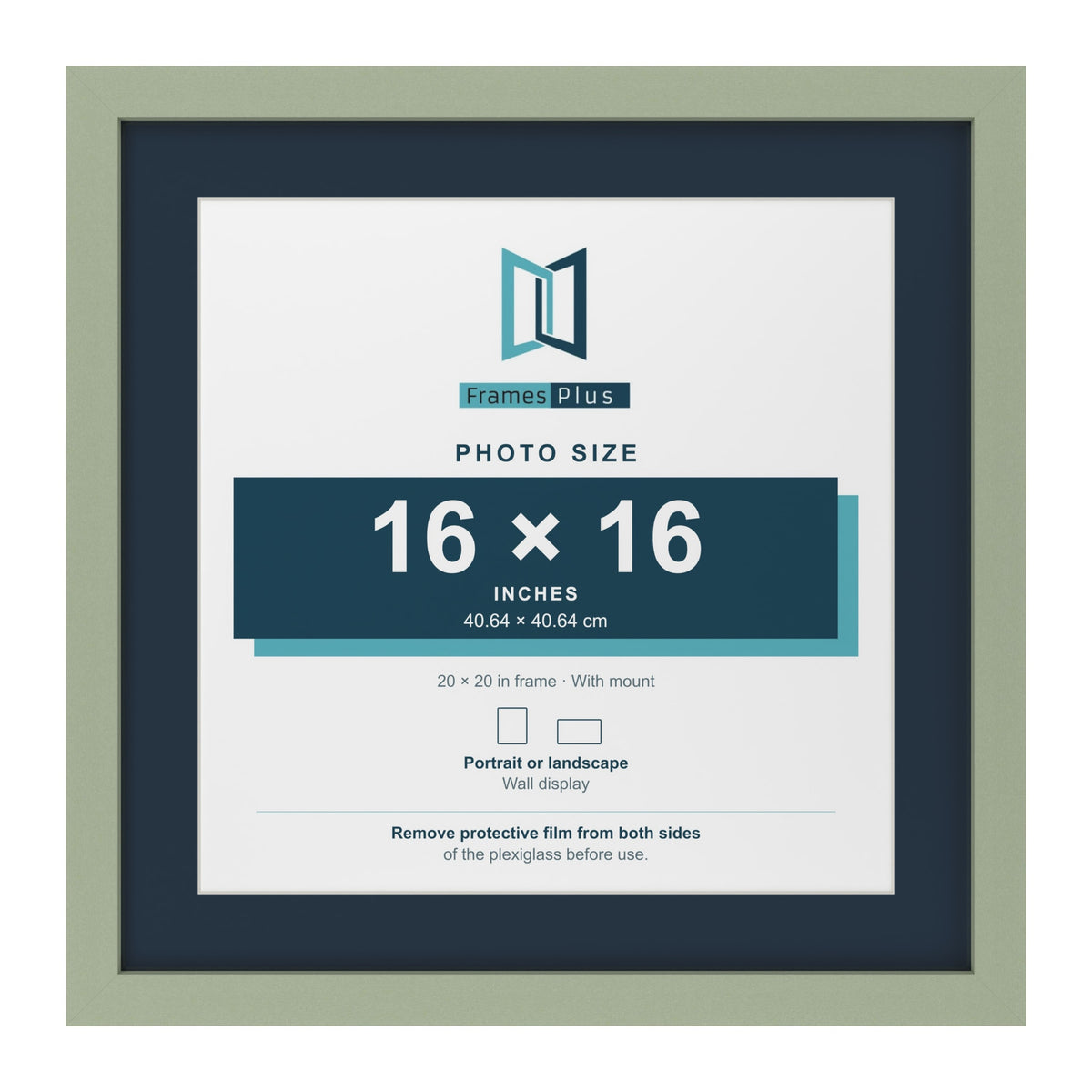 Green 20 x 20 inch picture frame with a Pacific Blue mount for a 16 x 16 inch photo