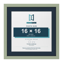 Green 20 x 20 inch picture frame with a Pacific Blue mount for a 16 x 16 inch photo