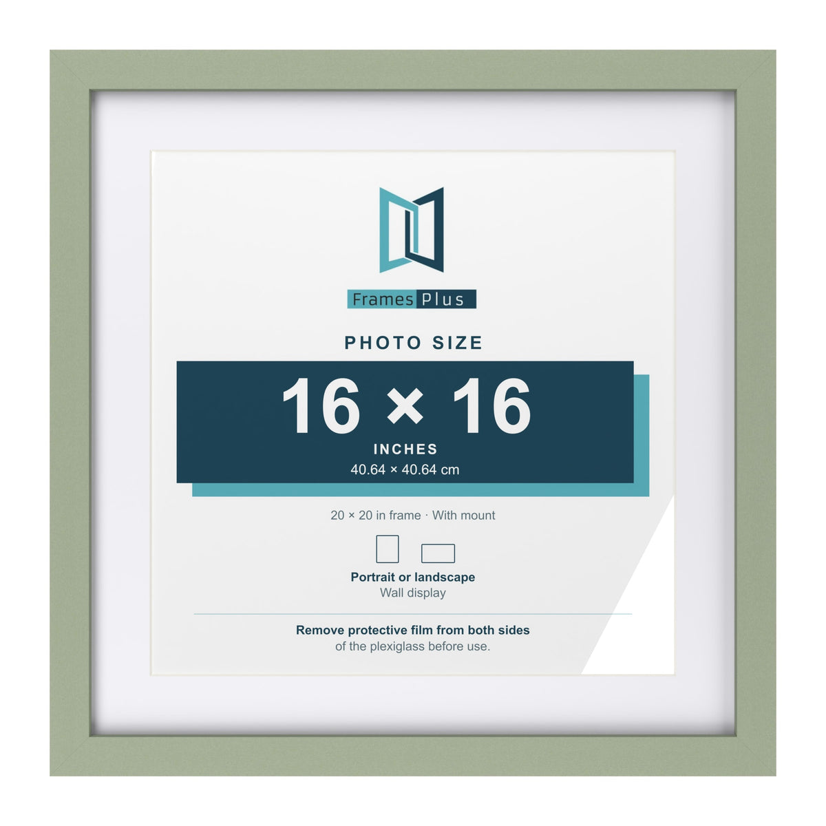 Green 20 x 20 inch picture frame with a white mount for a 16 x 16 inch photo