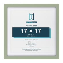 Green 20 x 20 inch picture frame with a white mount for a 17 x 17 inch photo