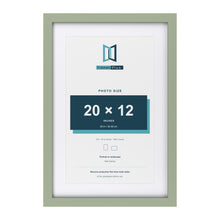 Green 24 x 16 inch picture frame with a white mount for a 20 x 12 inch photo