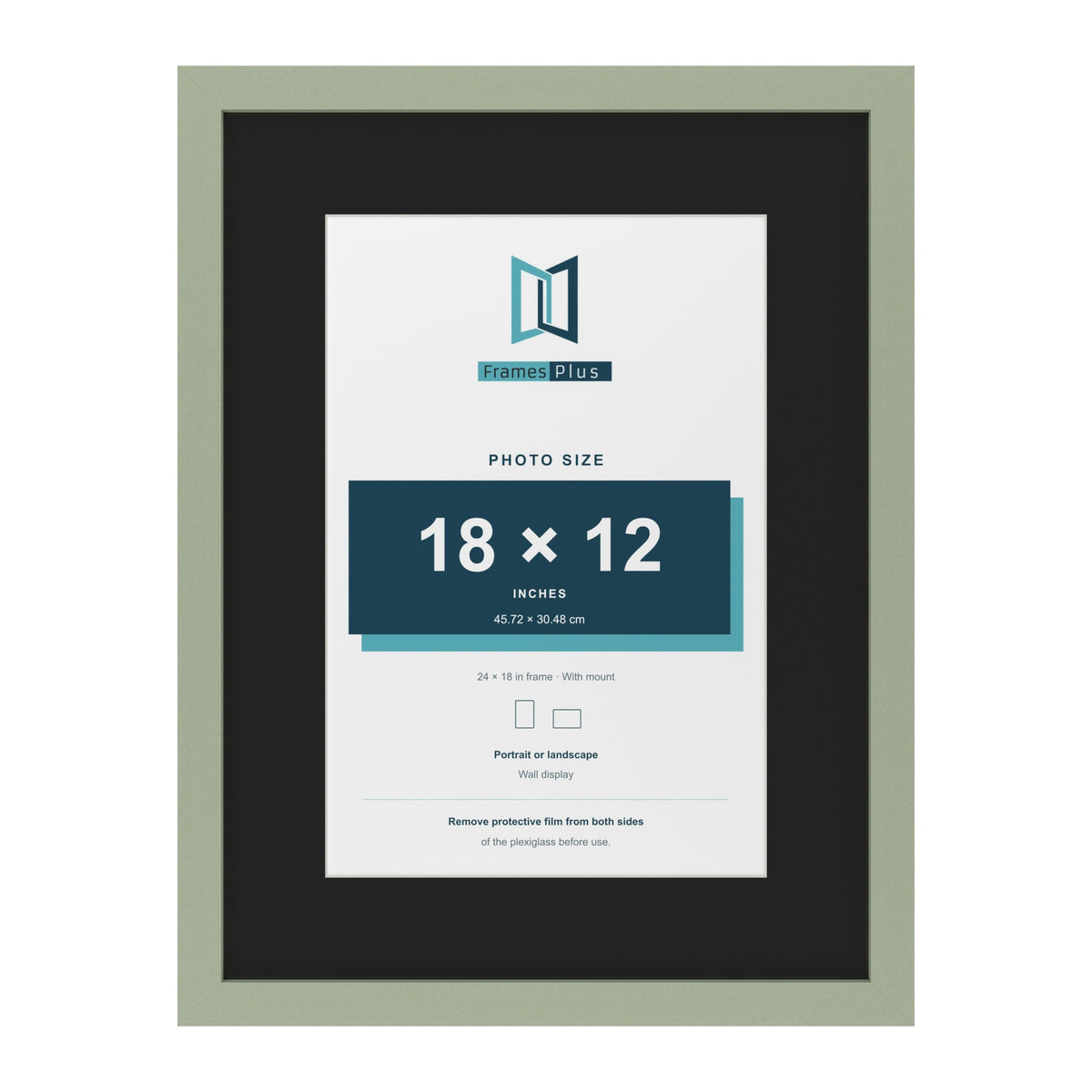 Green 24 x 18 inch picture frame with a black mount for an 18 x 12 inch photo